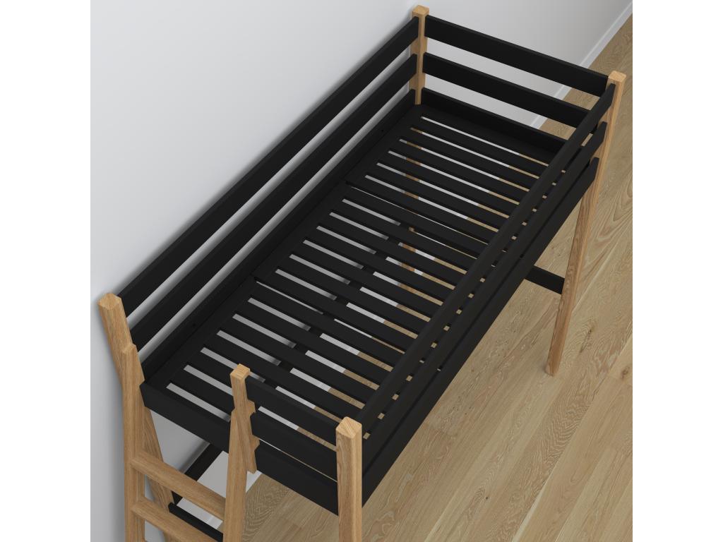 Wooden loft bed N02 Black / Natural Oak 80x200 78779VMDC