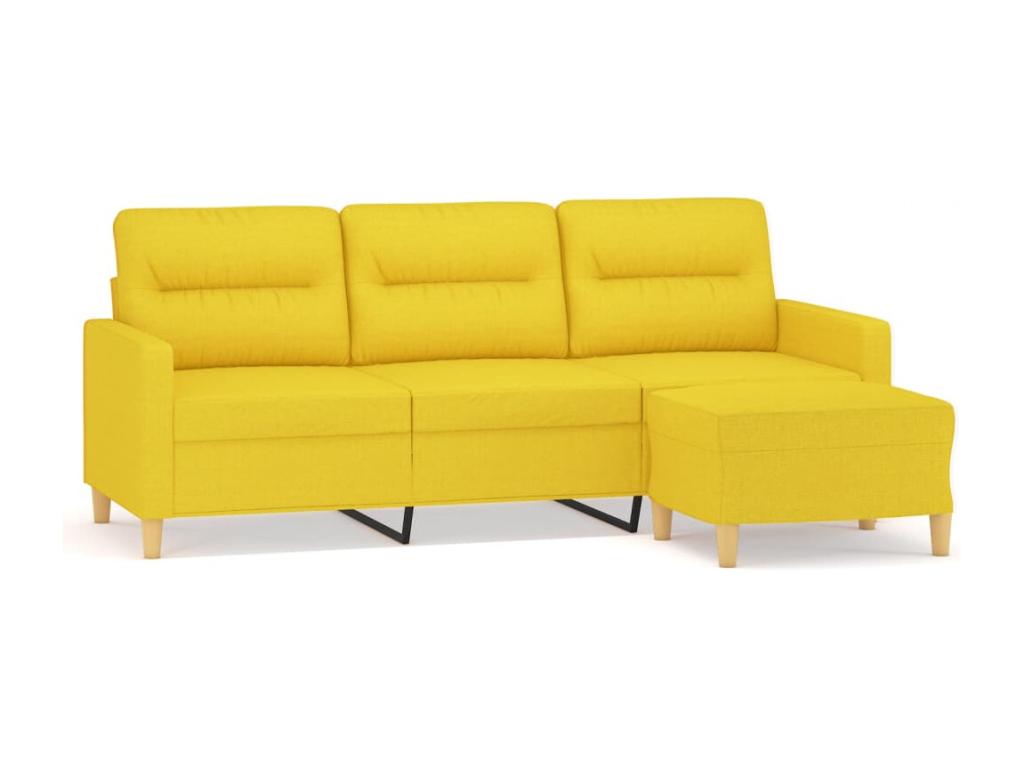 3-seater sofa with footrest, light yellow, 180 cm, fabric, 26956MGBZ