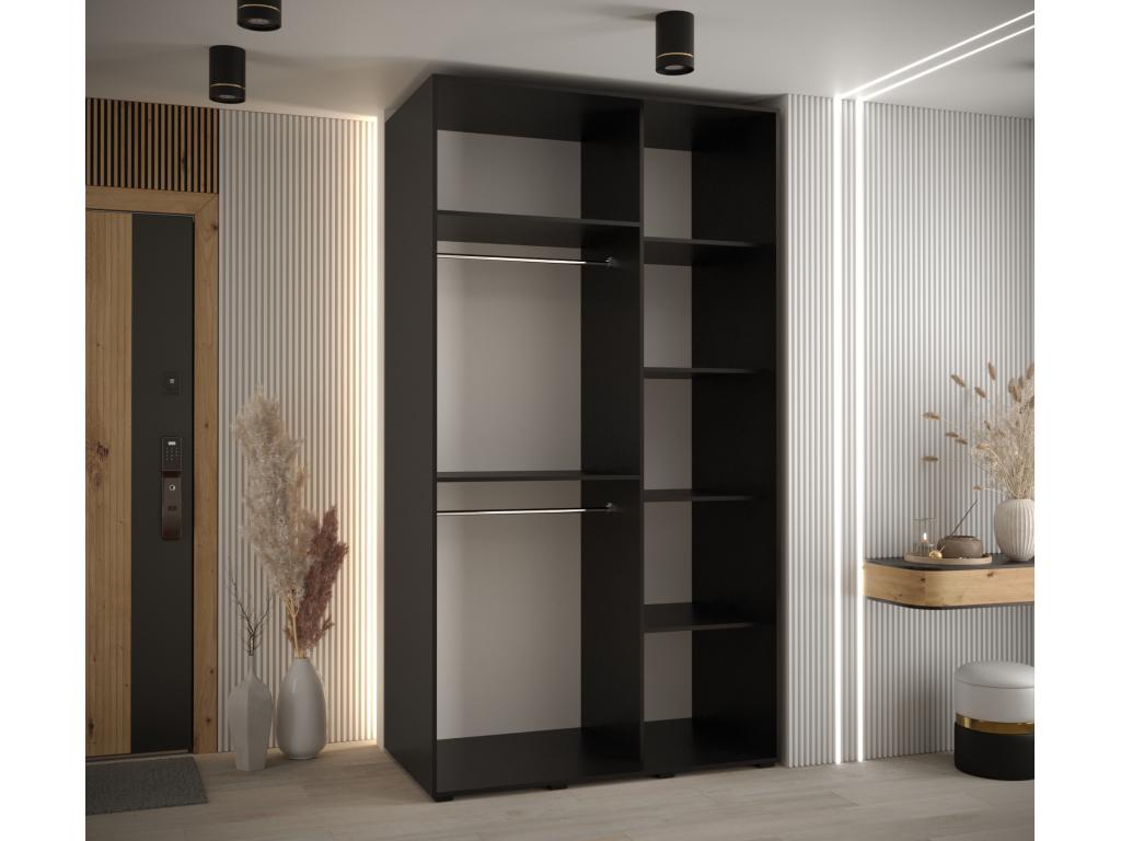 Nidchicshop 6-Door Sliding Wardrobe 235.2/130/60 cm, 2 Doors, Black/Black/Silver 05707KREX