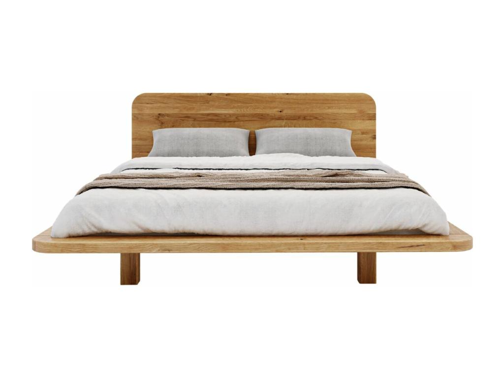 Nidchicshop Solid Oak Floating Bed / 160x200 cm Warm Natural Color 93344QDAO
