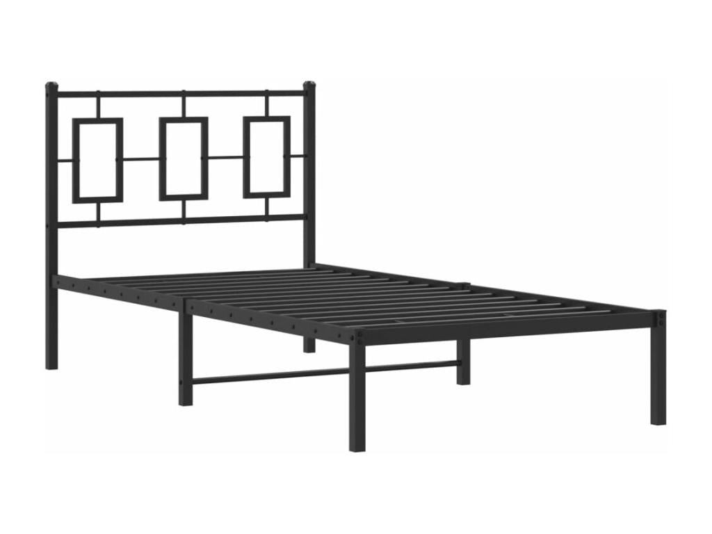 Metal bed frame with black headboard 90x190 cm 13347CXZW