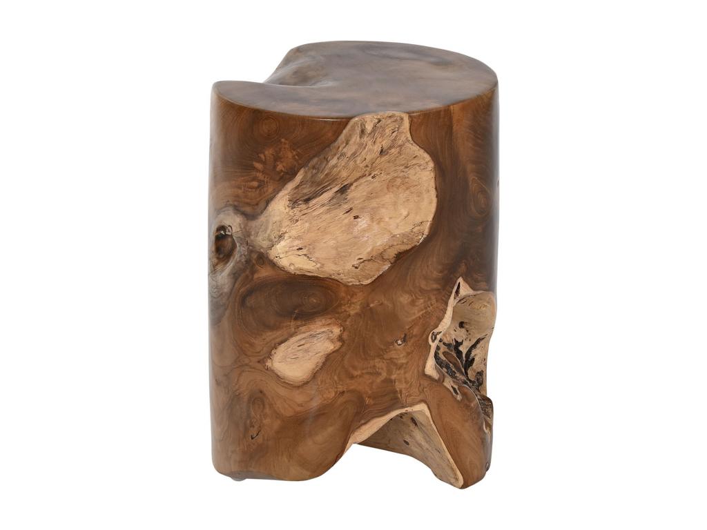 Round teak wood side table in natural color - diameter 30 x Height 45 cm 65640BIWC