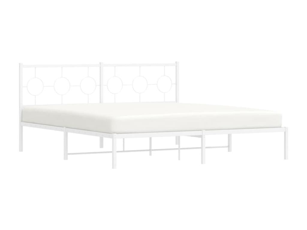 Metal bed frame with white headboard 180x200 cm 64148FCBD