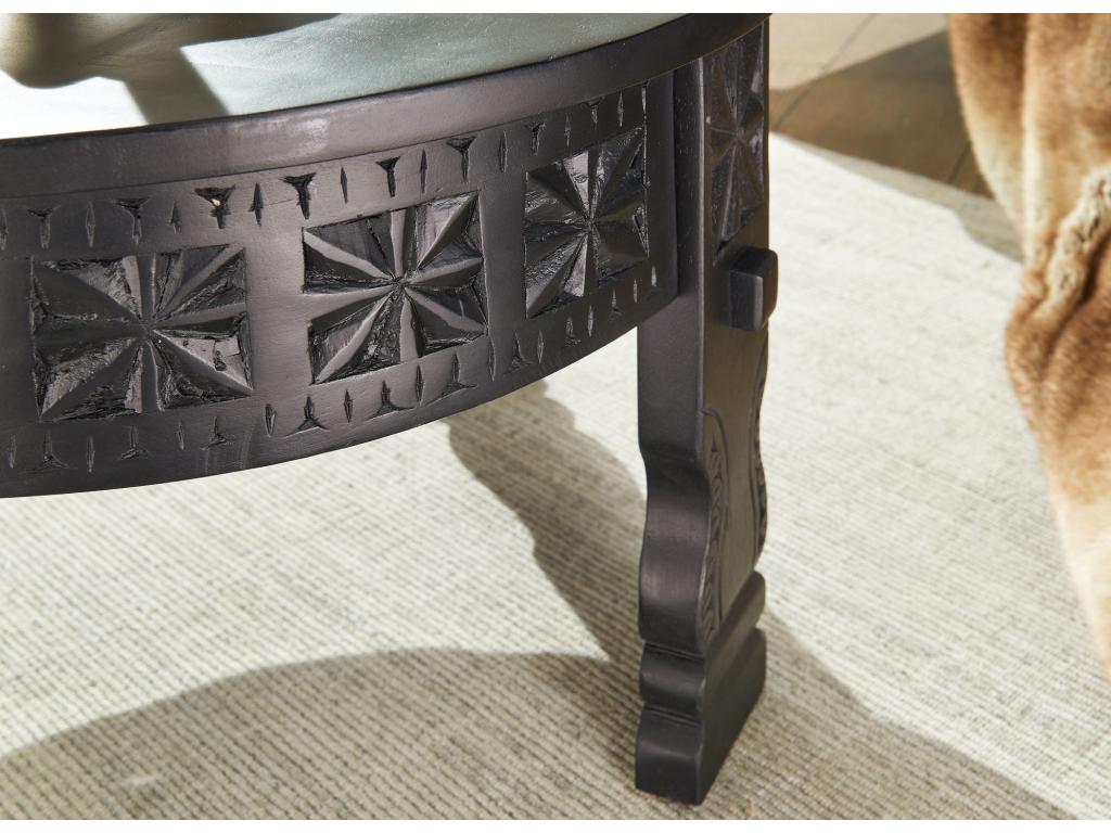 Black Coffee Table, Round Oriental Solid Wood Sofa Table 13133PEXK